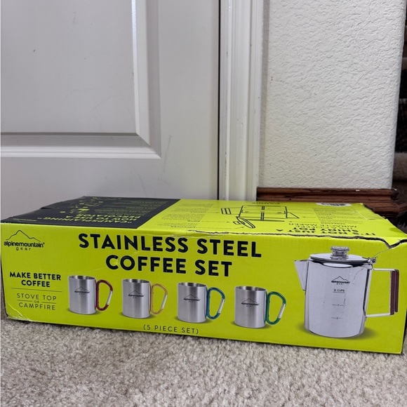 AlpineMountain Gear 5-piece Stainless Steel Coffee Set Stovetop Or Campfire - Picture 3 of 10